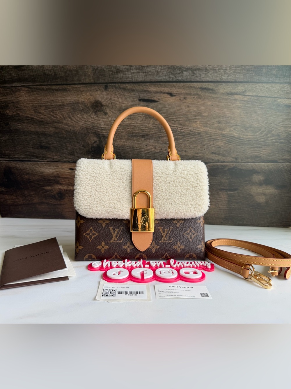 Authentic Louis Vuitton Locky BB Cozygram Teddy Fur & Monogram Handbag Like New
